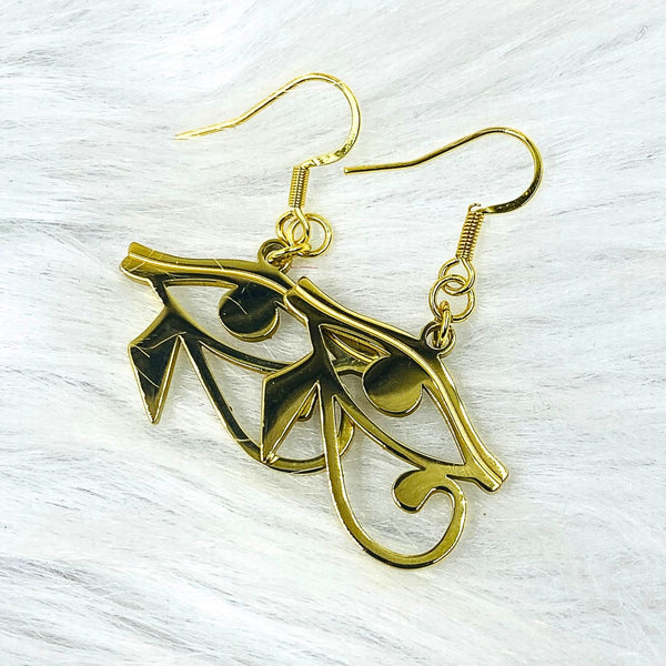 18K Gold Eye of Horus Earrings