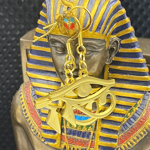 18K Gold Eye of Horus Earrings
