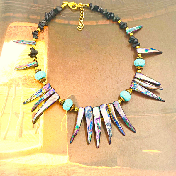 Blue Fang Tribal Necklace