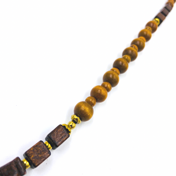 Ankhlace™ w/Light Brown and Square Ebony Wood Beads