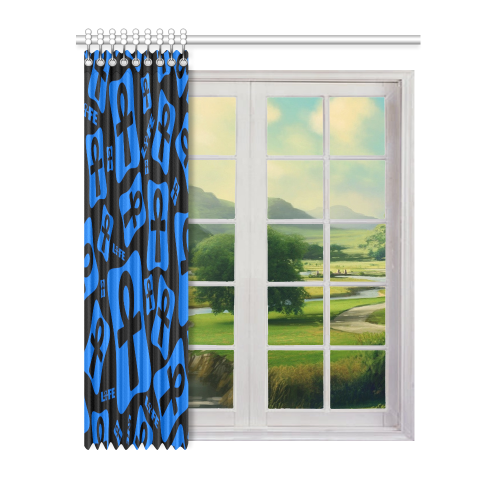 Ankh Life (Blue) Window Curtain 52" x 63" (One Piece)