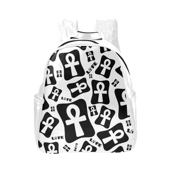 Ankh Life (White) Leather Backpack