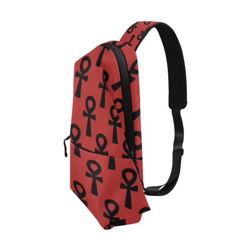 Red & Black Ankh Over-the-Shoulder/Chest Bag