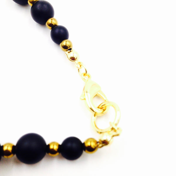 Onyx {Matte} and Gold Hematite Necklace