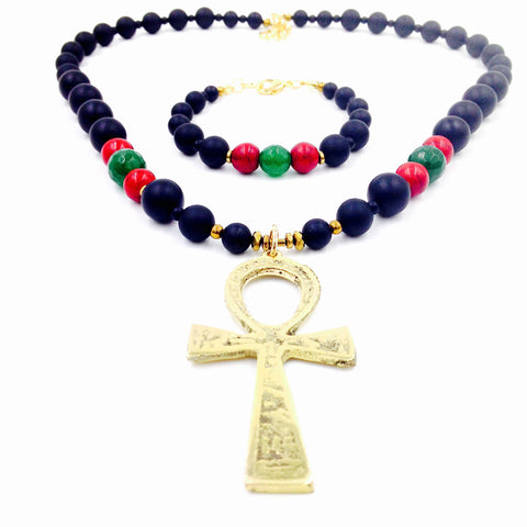 Unapologetically African Ankhlace & Bracelet Set