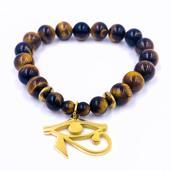 Nubian 2Pc Bracelet Set ( 18k Gold / Tiger Eye)