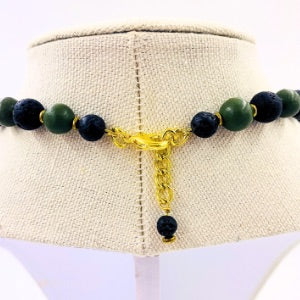 Golden Sea Moss Green Shaka Zulu Tribal Neckpiece V ( Gold)