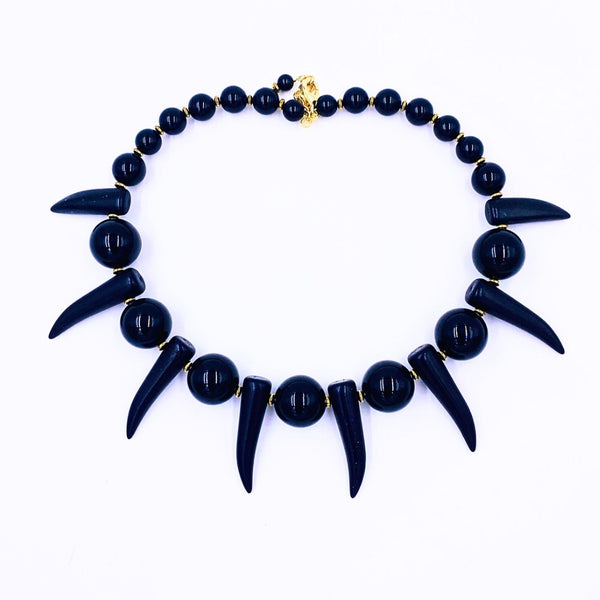 Golden Black Onyx Shaka Zulu Tribal Neckpiece (Gold)