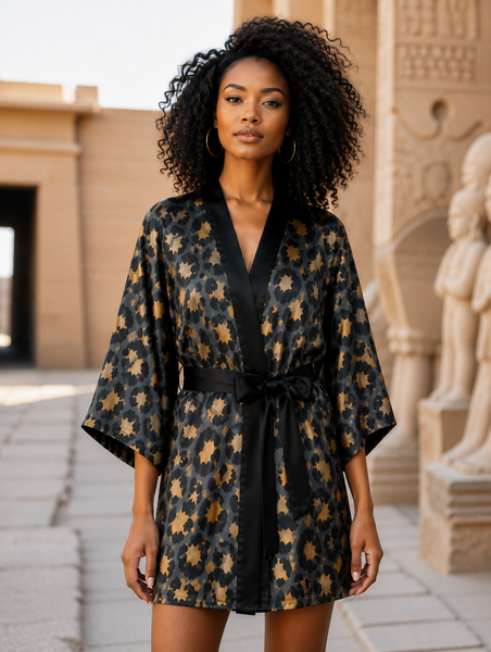 Leopard Print Kimono Robe