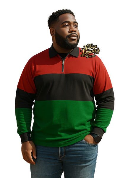 Pan African RBG -  Long Sleeve Zippered Polo Shirt