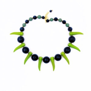 Golden Sea Moss Green Shaka Zulu Tribal Neckpiece V ( Gold)