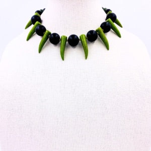 Golden Sea Moss Green Shaka Zulu Tribal Neckpiece V ( Gold)