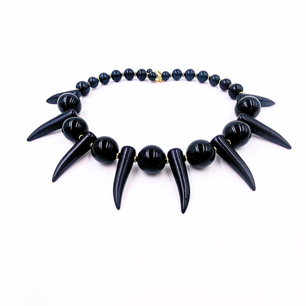 Golden Black Onyx Shaka Zulu Tribal Neckpiece (Gold)