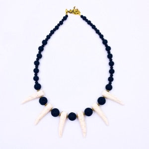 Lava Stone Cream Shaka Zulu Tribal Neckpiece (Minimalist)