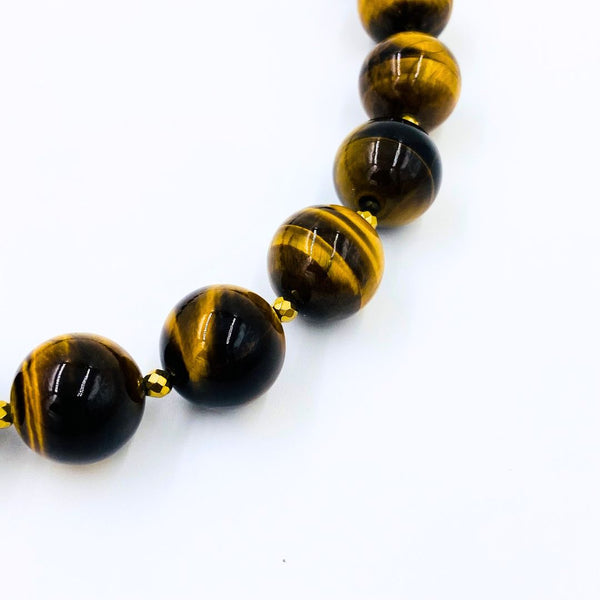 Deluxe Tigers Eye and Gold Hematite Necklace (18K Gold Option)