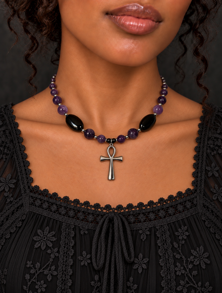 Amethyst & Black Onyx Ankhlace™