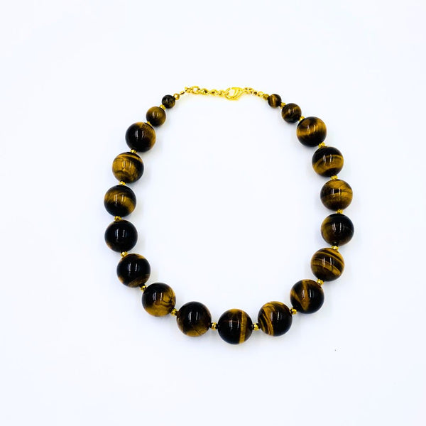 Deluxe Tigers Eye and Gold Hematite Necklace (18K Gold Option)