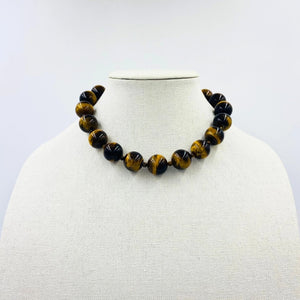 Deluxe Tigers Eye and Gold Hematite Necklace (18K Gold Option)