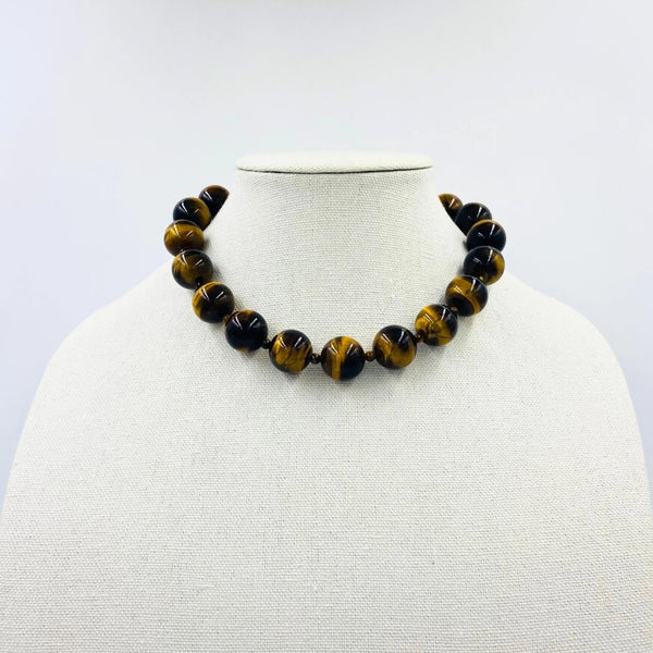 Deluxe Tigers Eye and Gold Hematite Necklace (18K Gold Option)