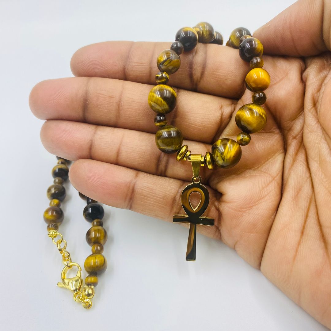 18k Gold Ankhlace™ (Tiger's Eye) – Nubian Luxuries Brand