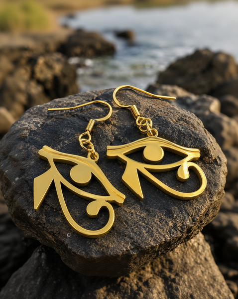 18K Gold Eye of Horus Earrings