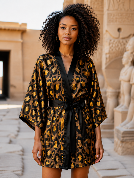 Leopard Print Kimono Robe
