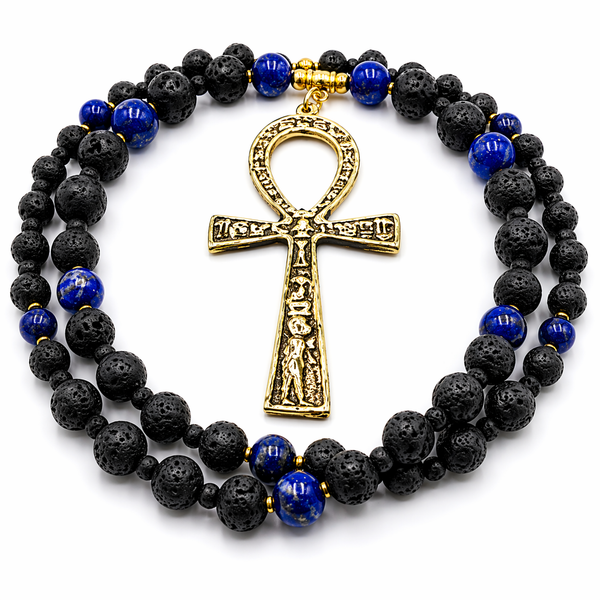 Golden Age Lava Stone & Lapis Lazuli Ankhlace™