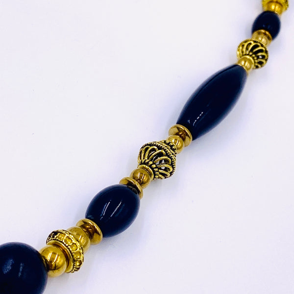 Black Wood and Agate Gemstone {limited} Pharaoh Necklace