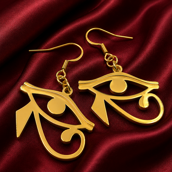 18K Gold Eye of Horus Earrings