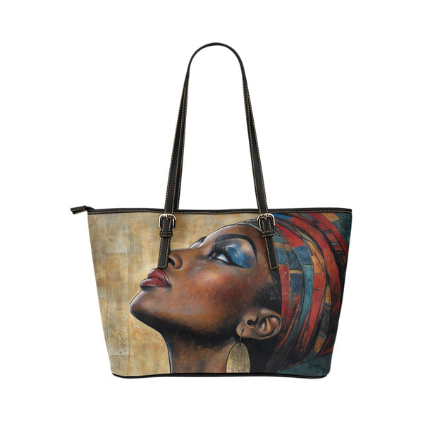 Graceful Black Woman Vegan Leather Tote Bag