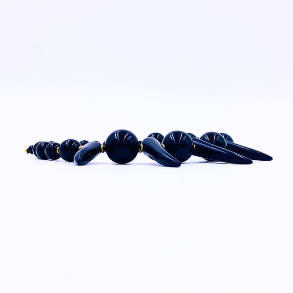 Golden Black Onyx Shaka Zulu Tribal Neckpiece (Gold)