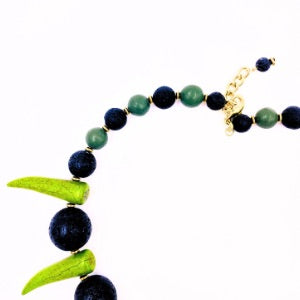 Golden Sea Moss Green Shaka Zulu Tribal Neckpiece V ( Gold)