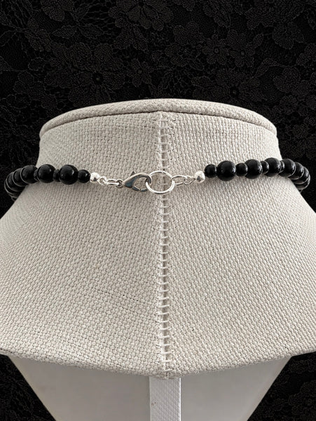 Red, Black Silver Witchy Ankh Necklace