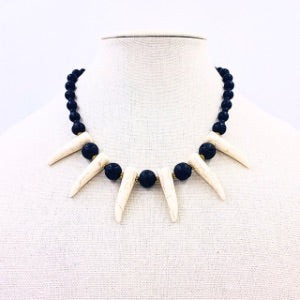 Lava Stone Cream Shaka Zulu Tribal Neckpiece (Minimalist)