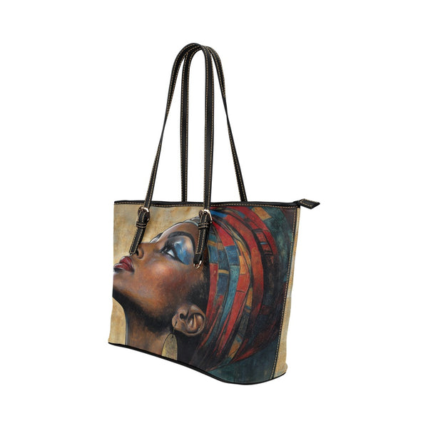 Graceful Black Woman Vegan Leather Tote Bag