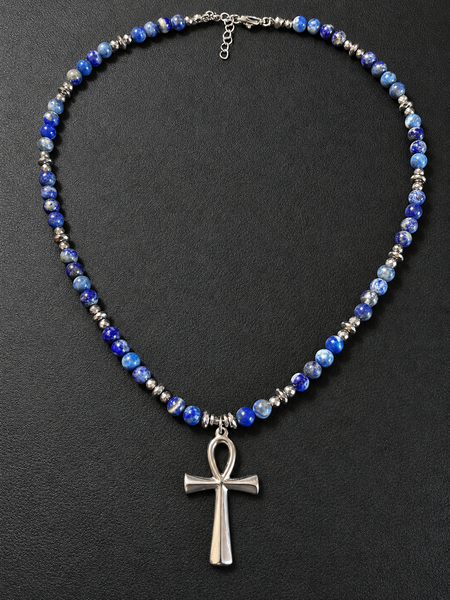 Lapis Lazuli + Stainless Steel Ankhlace™️