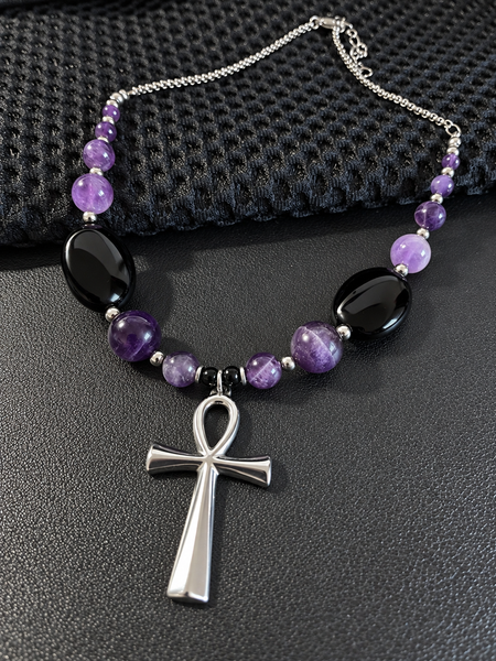 Amethyst & Black Onyx Ankhlace™