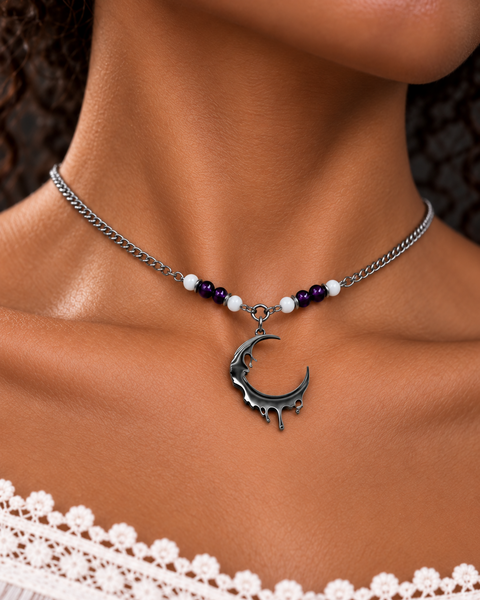 Dainty Celestial Dripping Crescent Moon Choker Necklace