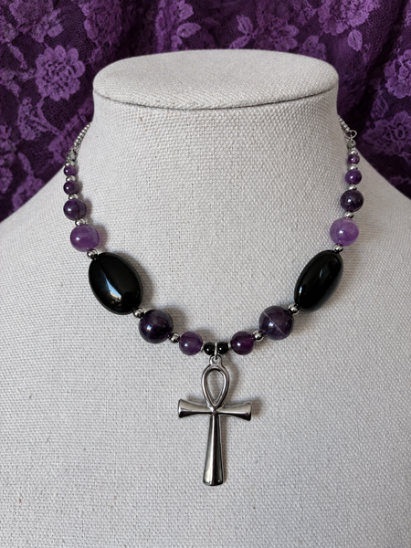 Amethyst & Black Onyx Ankhlace™