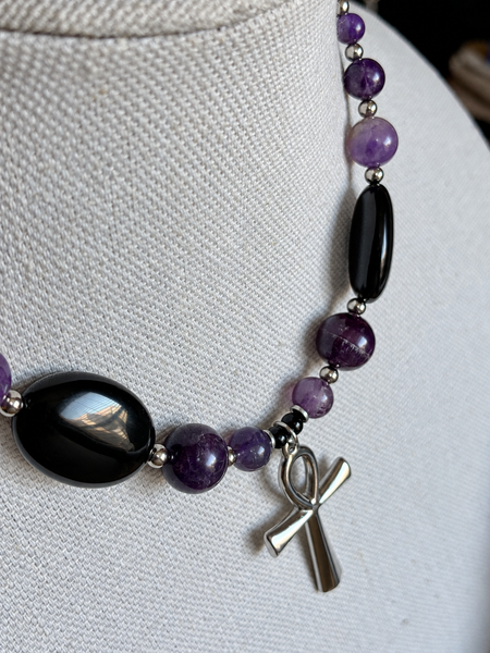 Amethyst & Black Onyx Ankhlace™