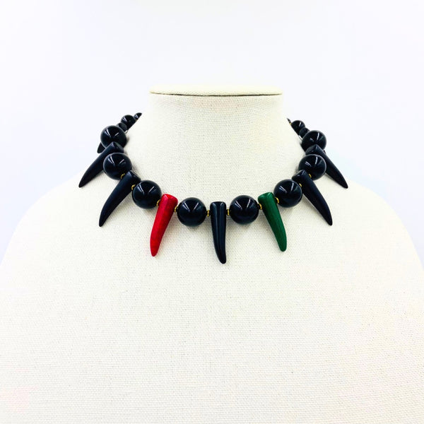 Pan-African Shaka Zulu Tribal Neckpiece (Black)