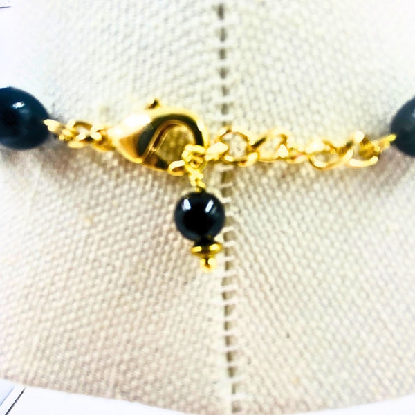 Golden Black Onyx Shaka Zulu Tribal Neckpiece (Gold)