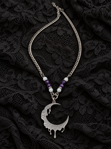 Dainty Celestial Dripping Crescent Moon Choker Necklace