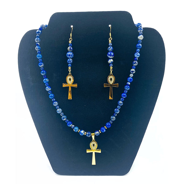 Lapis Lazuli Ankhlace™ & Earring Set