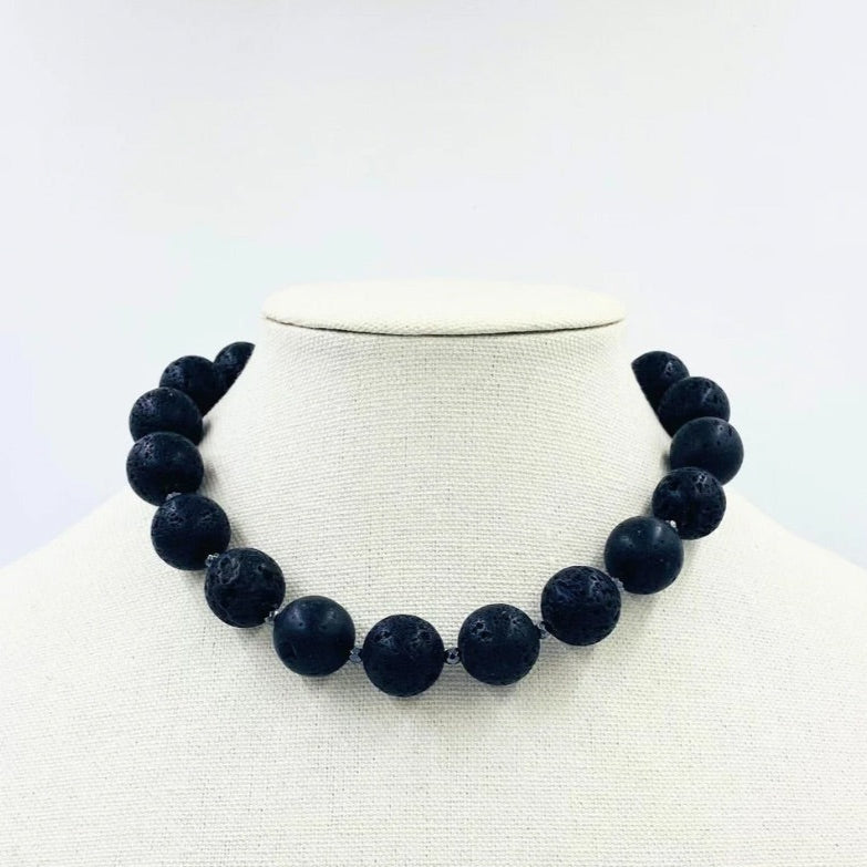 Deluxe Black Lavastone Necklace