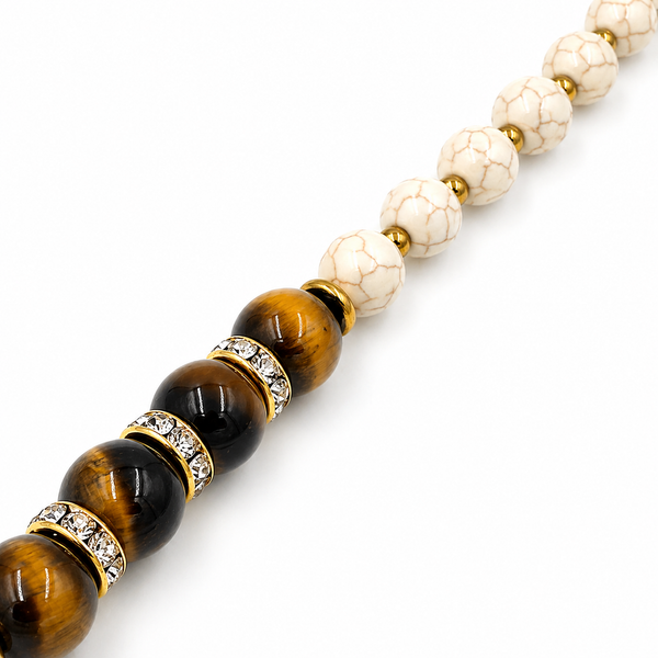 Cream Howlite & Tiger Eye Ankh Necklace - Ankhlace™