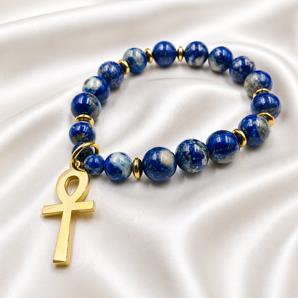 Nubian 2Pc Bracelet Set (18k Gold/Lapis Lazuli)