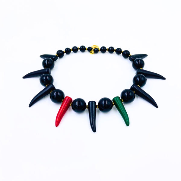 Pan-African Shaka Zulu Tribal Neckpiece (Black)