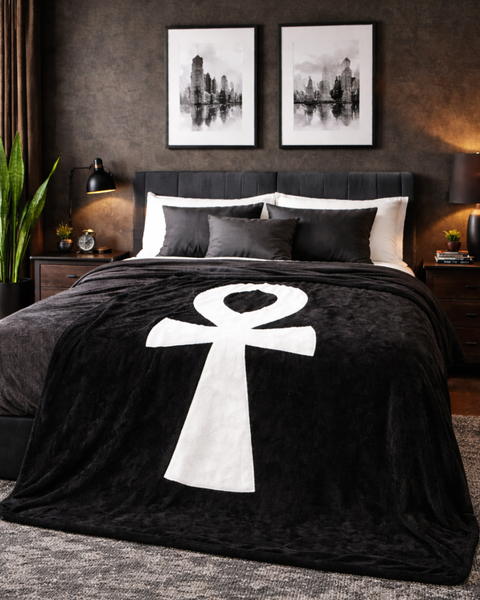 Ankh (Black) Fleece Blanket 60"x80"