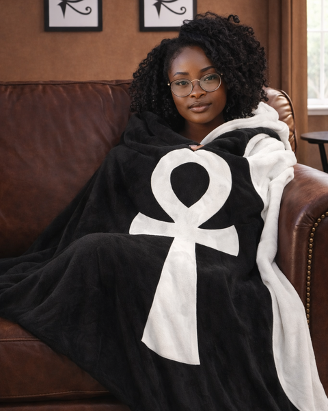 Ankh (Black) Fleece Blanket 60"x80"